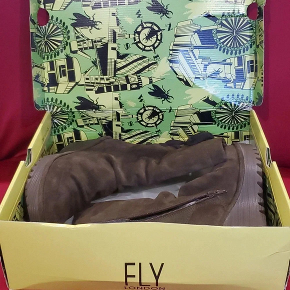 Fly London Yada oil suede brown wedge slouch boots iob - Picture 12 of 12